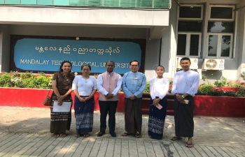 Consul General meeting with Rector and HoDs, Mandalay Technological University  for exploring areas of exchange programmes with Indian Universities. It offers Masters, Doctoral and other Post  Graduate programmes besides Under Graduate Engineering courses. Second most popular Technology University out of 33 in Myanmar.