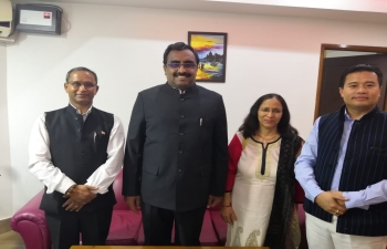 Consul General meeting with Hon.Shri Ram Madahav, National General Secretary, BJP and briefing him about various issues for connectivity and  people to people contacts between North East India and Myanmar.