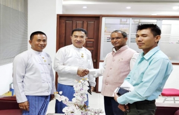 Consul General meeting with Hon. U Kyaw Min, President, Mandalay Region Chamber of Commerce & Industry and U Oakkar Kyaw, Secretary General and discussing about organising Trade Promotion Events.