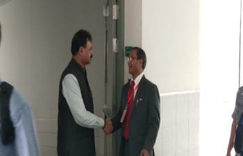 Consul General receiving H.E. Shri Chandra Mohan Patowary, Hon. Minister- Act East Policy Affairs, Industries & Commerce, Govt. of Assam on his arrival at Mandalay International  Airport.